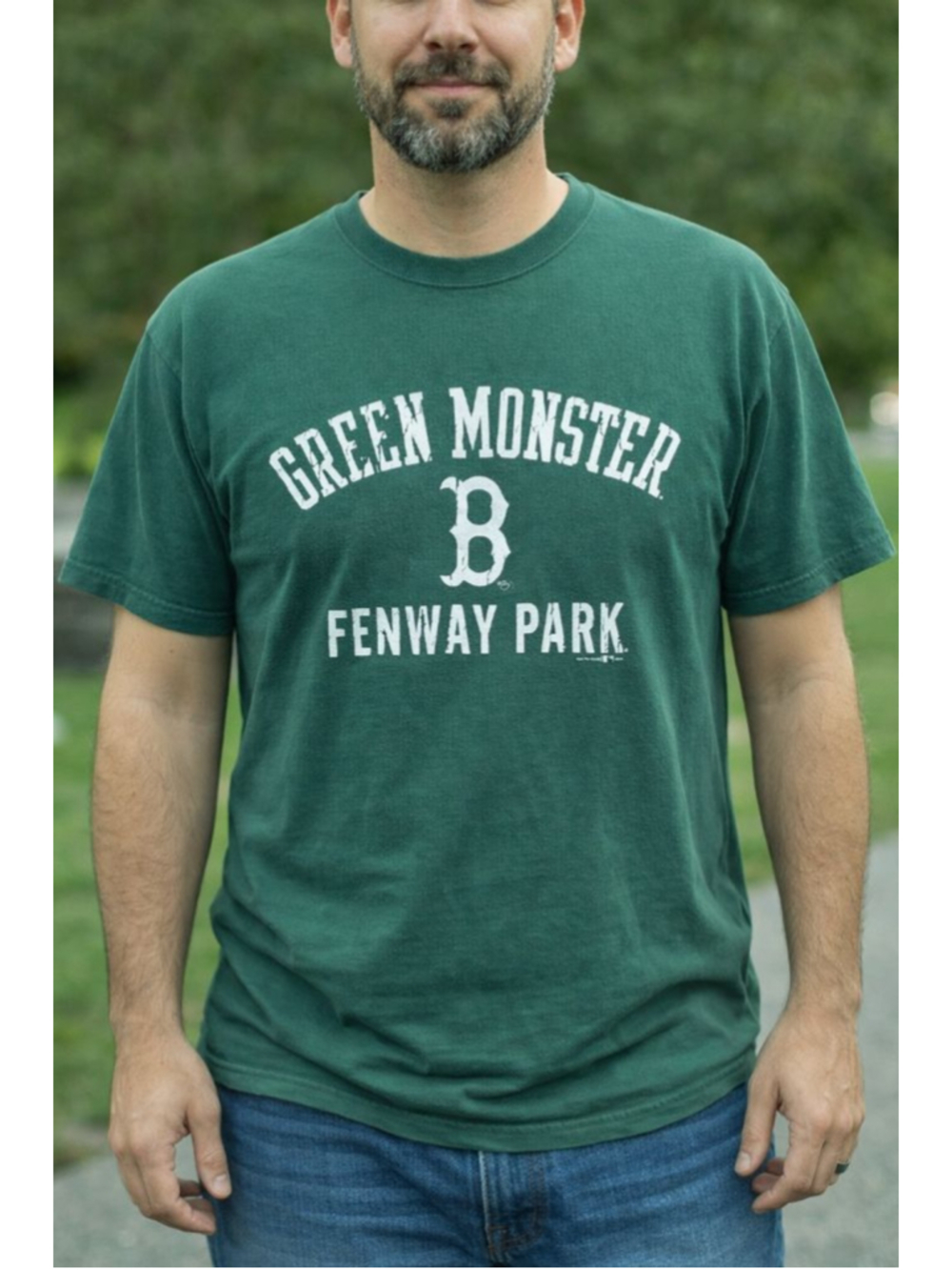 Green Monster Fenway Park Boston Red Sox Distressed Graphic Tee Large